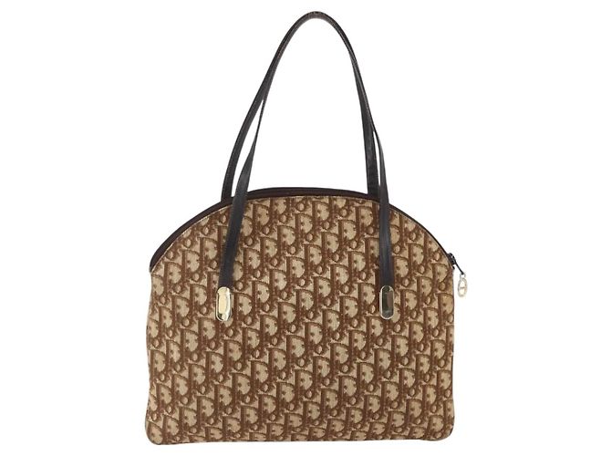 Christian Dior Trotter Canvas Tote Bag Beige Gold Auth 158084 - Ansicht 3