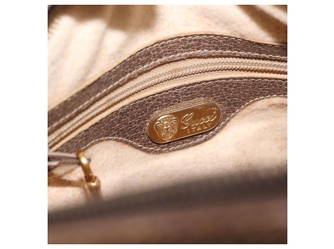 Borsa a Spalla GUCCI GG Supreme Web Sherry Line PVC Beige Oro Auth bs32048 D'oro - vista 16