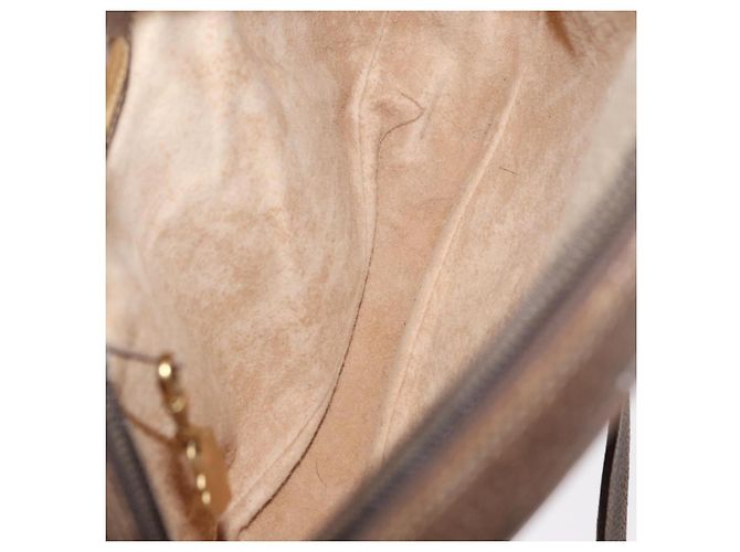 Borsa a Spalla GUCCI GG Supreme Web Sherry Line PVC Beige Oro Auth bs32048 D'oro - vista 17