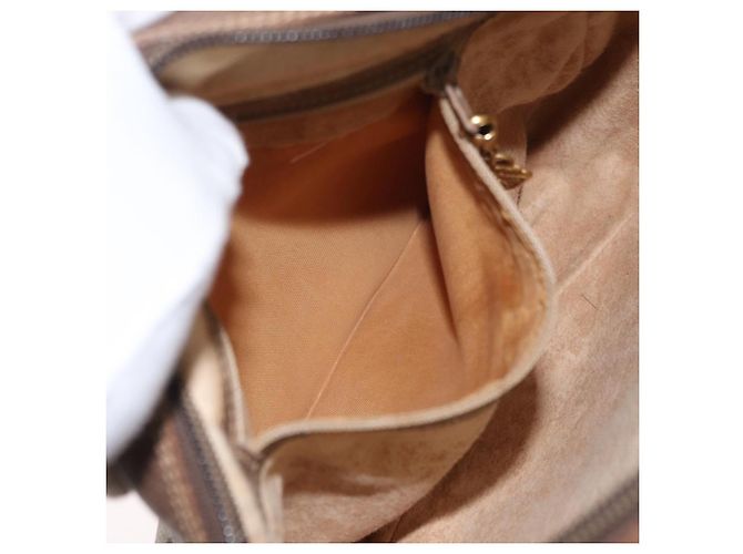 Borsa a Spalla GUCCI GG Supreme Web Sherry Line PVC Beige Oro Auth bs32048 D'oro - vista 21