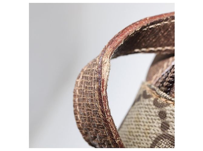 Borsa a Spalla GUCCI GG Supreme Web Sherry Line PVC Beige Oro Auth bs32048 D'oro - vista 22