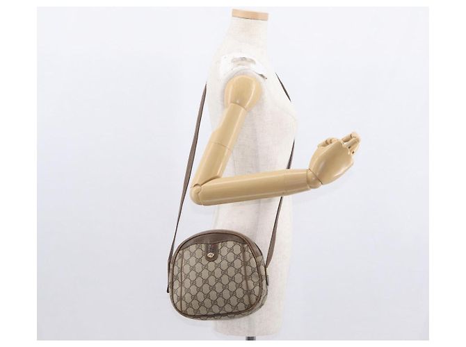 Borsa a Spalla GUCCI GG Supreme Web Sherry Line PVC Beige Oro Auth bs32048 D'oro - vista 23