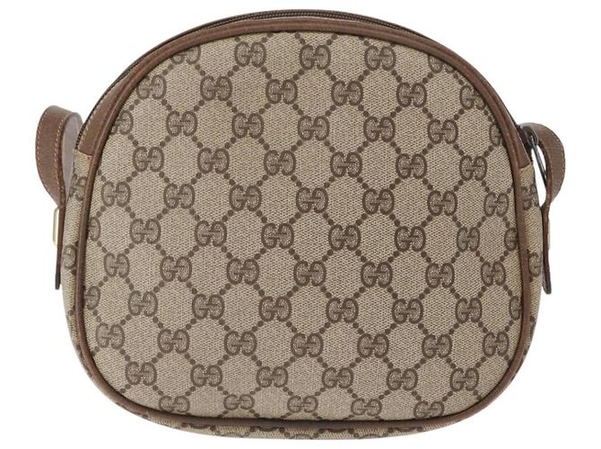 Borsa a Spalla GUCCI GG Supreme Web Sherry Line PVC Beige Oro Auth bs32048 D'oro - vista 3