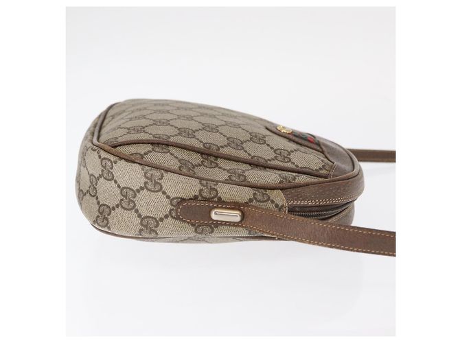 Borsa a Spalla GUCCI GG Supreme Web Sherry Line PVC Beige Oro Auth bs32048 D'oro - vista 4
