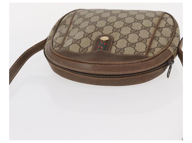 Borsa a Spalla GUCCI GG Supreme Web Sherry Line PVC Beige Oro Auth bs32048 D'oro - vista 6