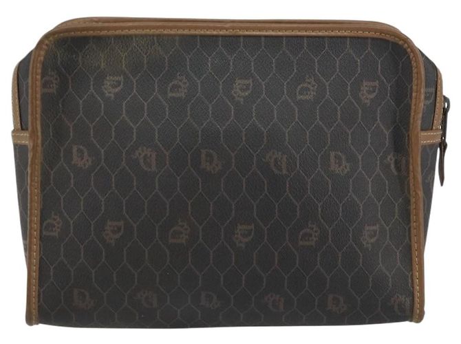 Bolso clutch de lona de panal de abeja PVC negro Christian Dior Auth ar13909 - vista 3