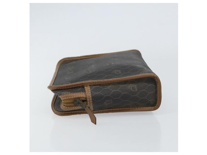 Bolso clutch de lona de panal de abeja PVC negro Christian Dior Auth ar13909 - vista 5