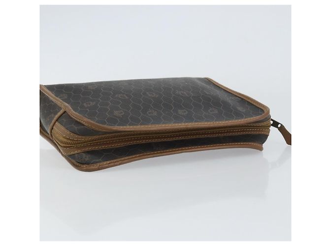 Bolso clutch de lona de panal de abeja PVC negro Christian Dior Auth ar13909 - vista 6