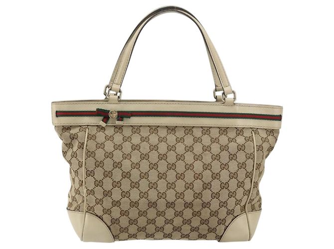 GUCCI GG Canvas Web Sherry Line Mayfair Tote Bag Beige Rot 257061 Auth ep12533 - Ansicht 13