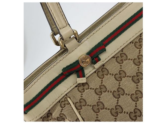 GUCCI GG Canvas Web Sherry Line Mayfair Tote Bag Beige Rot 257061 Auth ep12533 - Ansicht 17