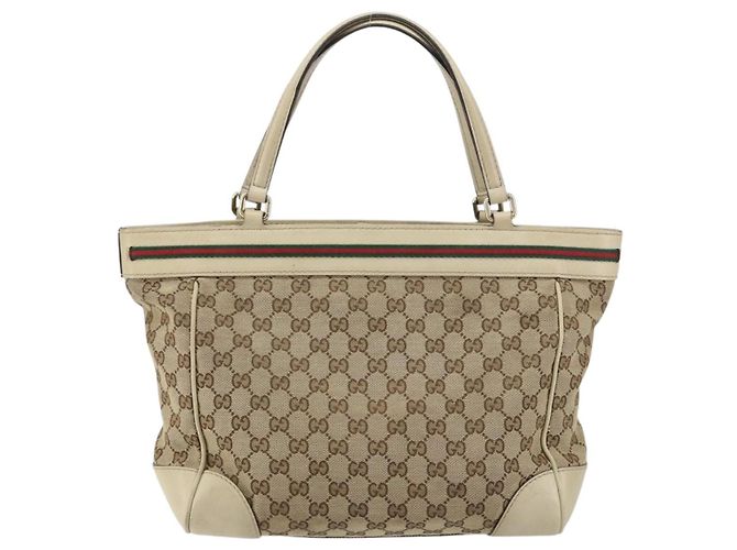 GUCCI GG Canvas Web Sherry Line Mayfair Tote Bag Beige Rot 257061 Auth ep12533 - Ansicht 2