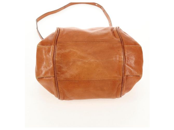 Chloé Bolsa de mão em couro Chloe Etel 2 vias marrom ouro Auth BA9170 Dourado - vista 12