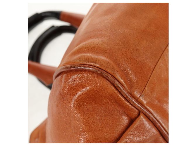 Chloé Bolsa de mão em couro Chloe Etel 2 vias marrom ouro Auth BA9170 Dourado - vista 15