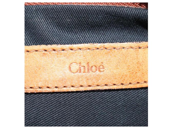Chloé Bolsa de mão em couro Chloe Etel 2 vias marrom ouro Auth BA9170 Dourado - vista 19