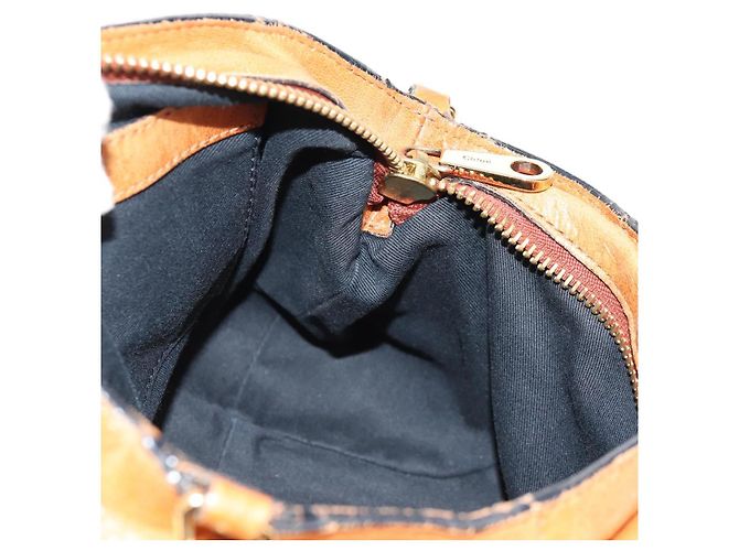 Chloé Bolsa de mão em couro Chloe Etel 2 vias marrom ouro Auth BA9170 Dourado - vista 21
