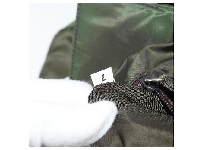 PRADA Borsa a mano in nylon khaki argento autentica bs31898 Cachi - vista 12