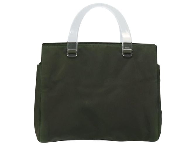 PRADA Borsa a mano in nylon khaki argento autentica bs31898 Cachi - vista 13