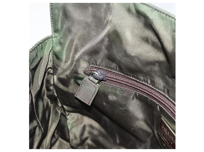 PRADA Borsa a mano in nylon khaki argento autentica bs31898 Cachi - vista 22