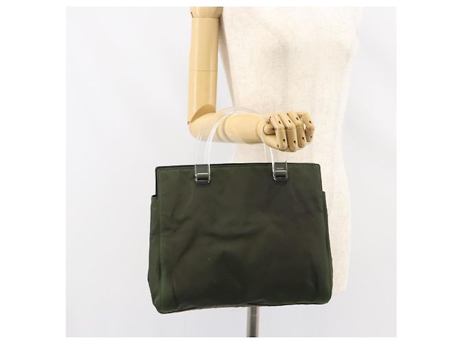 PRADA Borsa a mano in nylon khaki argento autentica bs31898 Cachi - vista 26