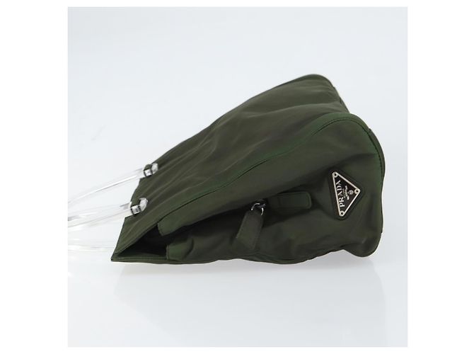 PRADA Borsa a mano in nylon khaki argento autentica bs31898 Cachi - vista 4