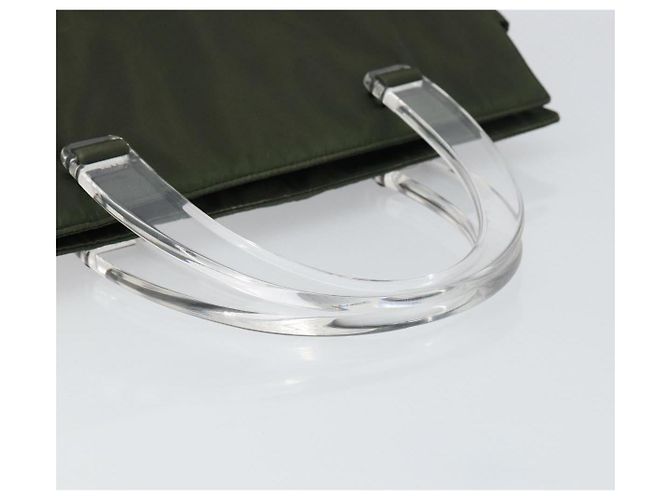 PRADA Borsa a mano in nylon khaki argento autentica bs31898 Cachi - vista 7