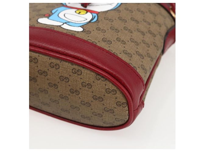 Borsa a Spalla Gucci Micro GG Supreme Doraemon in PVC Beige 647801 Auth 159307SAM D'oro - vista 10