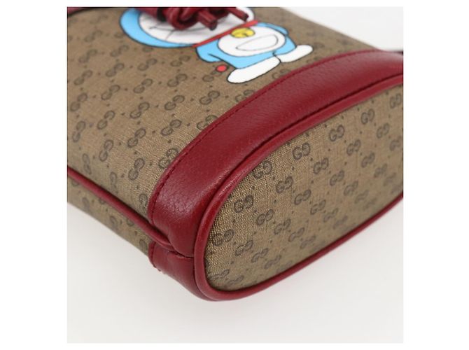 Borsa a Spalla Gucci Micro GG Supreme Doraemon in PVC Beige 647801 Auth 159307SAM D'oro - vista 11