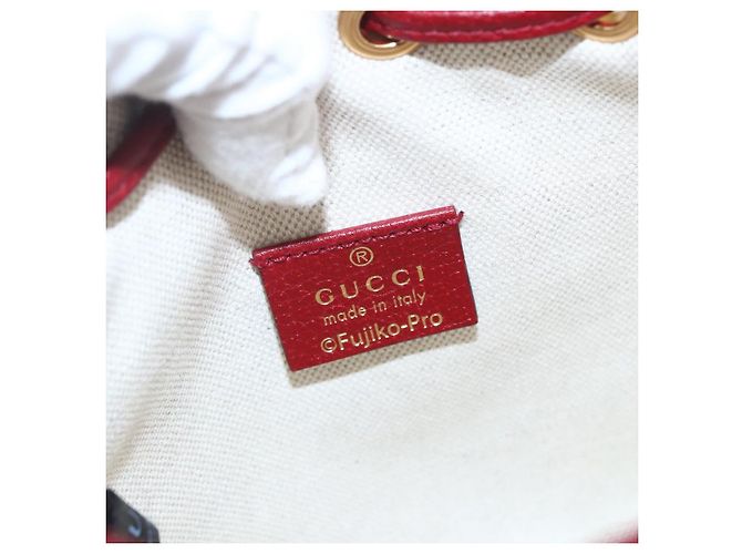 Borsa a Spalla Gucci Micro GG Supreme Doraemon in PVC Beige 647801 Auth 159307SAM D'oro - vista 15