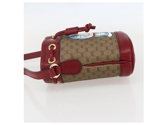 Borsa a Spalla Gucci Micro GG Supreme Doraemon in PVC Beige 647801 Auth 159307SAM D'oro - vista 4