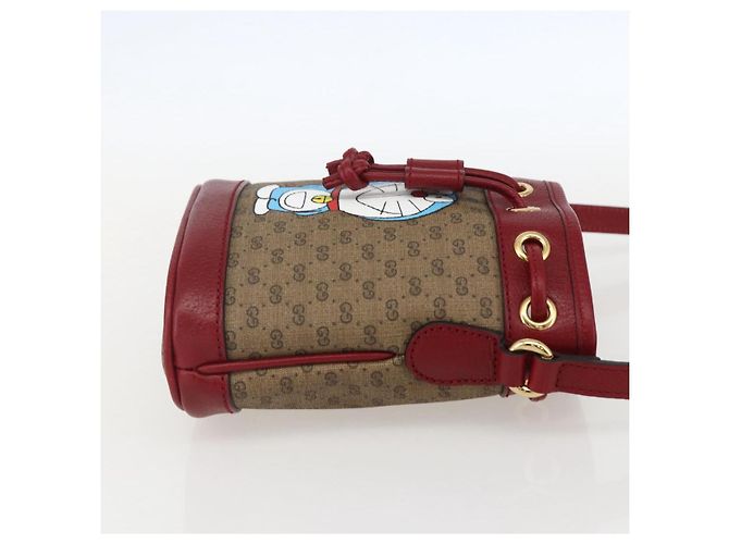 Borsa a Spalla Gucci Micro GG Supreme Doraemon in PVC Beige 647801 Auth 159307SAM D'oro - vista 5