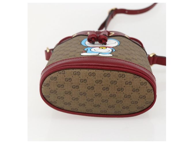 Borsa a Spalla Gucci Micro GG Supreme Doraemon in PVC Beige 647801 Auth 159307SAM D'oro - vista 9
