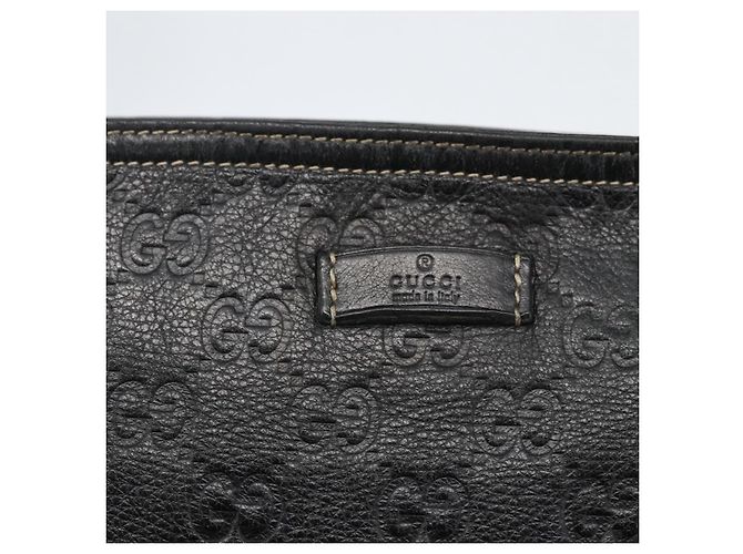 GUCCI GG Canvas Guccissima Shoulder Bag Leather Black Gold 201446 Auth BA9030 Golden - view 14