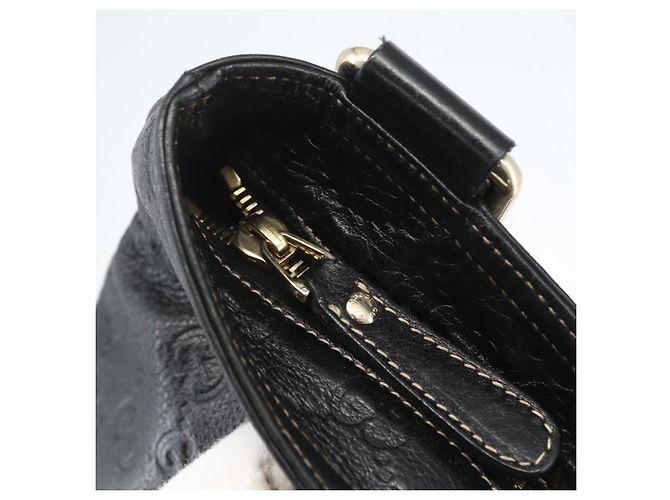 GUCCI GG Canvas Guccissima Shoulder Bag Leather Black Gold 201446 Auth BA9030 Golden - view 15