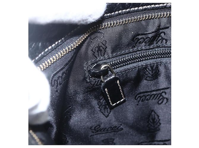GUCCI GG Canvas Guccissima Shoulder Bag Leather Black Gold 201446 Auth BA9030 Golden - view 17