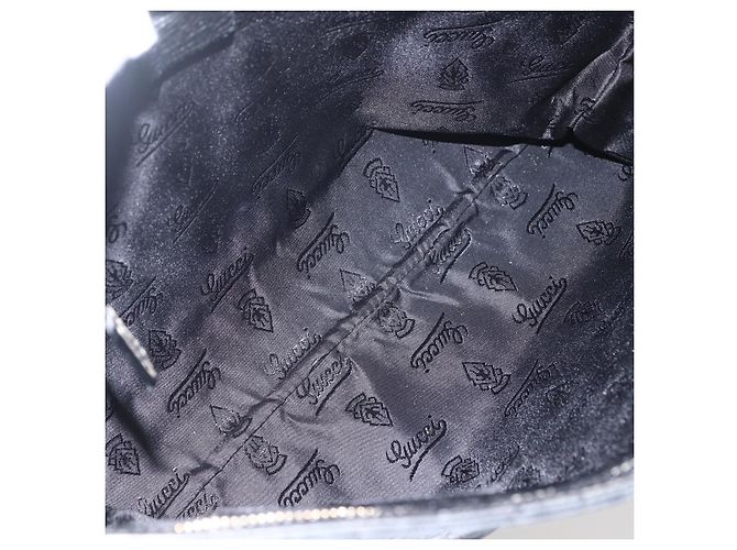 GUCCI GG Canvas Guccissima Shoulder Bag Leather Black Gold 201446 Auth BA9030 Golden - view 18