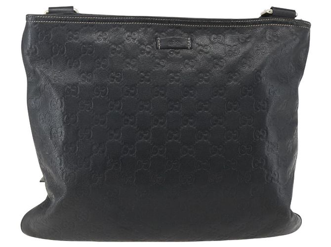 GUCCI GG Canvas Guccissima Shoulder Bag Leather Black Gold 201446 Auth BA9030 Golden - view 2