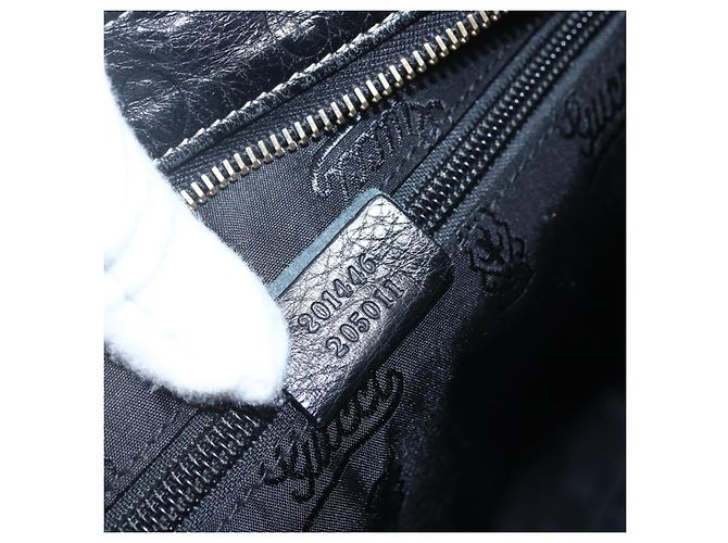 GUCCI GG Canvas Guccissima Shoulder Bag Leather Black Gold 201446 Auth BA9030 Golden - view 22