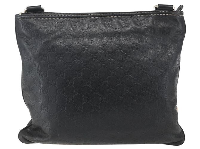 GUCCI GG Canvas Guccissima Shoulder Bag Leather Black Gold 201446 Auth BA9030 Golden - view 3