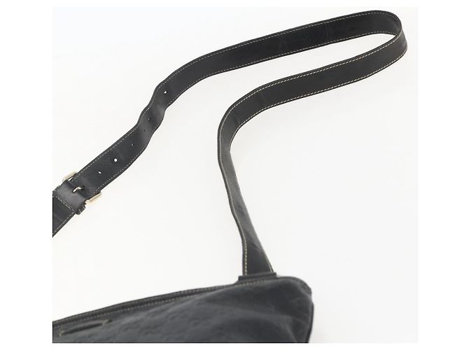 GUCCI GG Canvas Guccissima Shoulder Bag Leather Black Gold 201446 Auth BA9030 Golden - view 8