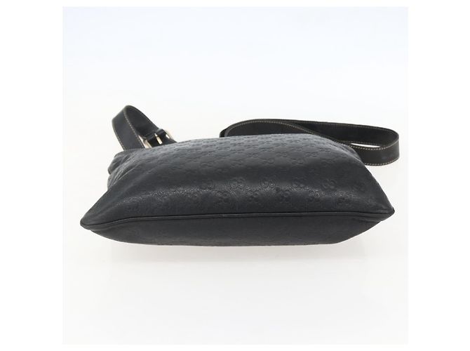 GUCCI GG Canvas Guccissima Shoulder Bag Leather Black Gold 201446 Auth BA9030 Golden - view 9