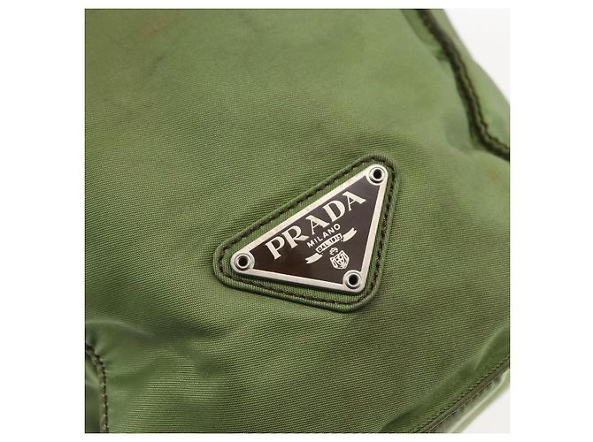 PRADA Borsa a mano in nylon khaki argento autentica bs31882 Cachi - vista 17