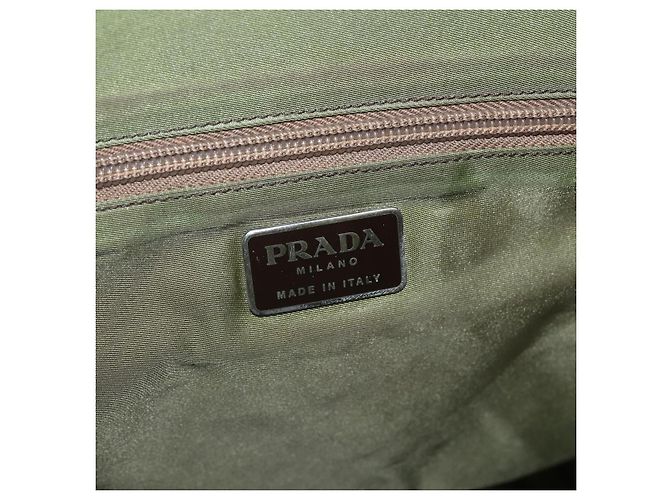 PRADA Borsa a mano in nylon khaki argento autentica bs31882 Cachi - vista 18