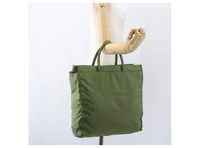 PRADA Borsa a mano in nylon khaki argento autentica bs31882 Cachi - vista 24