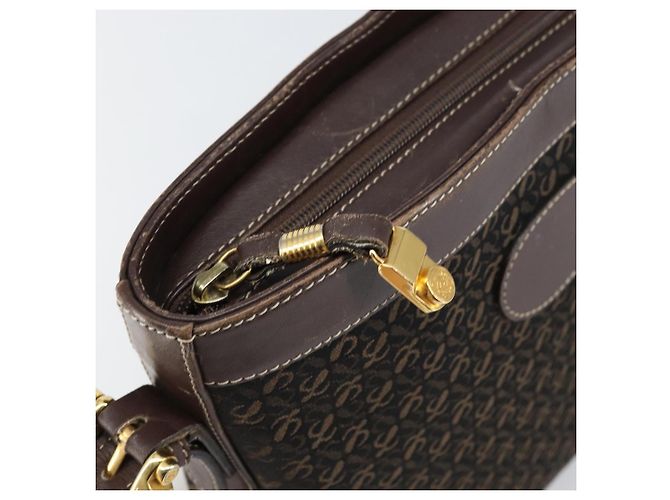 LOEWE Borsa a Spalla Anagramma Nylon Marrone Oro Auth 160683 D'oro - vista 10
