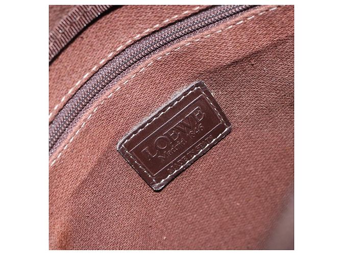 LOEWE Borsa a Spalla Anagramma Nylon Marrone Oro Auth 160683 D'oro - vista 11