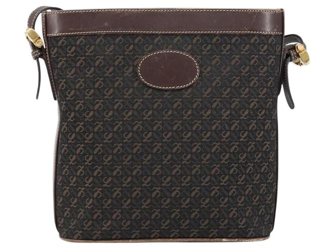 LOEWE Borsa a Spalla Anagramma Nylon Marrone Oro Auth 160683 D'oro - vista 13