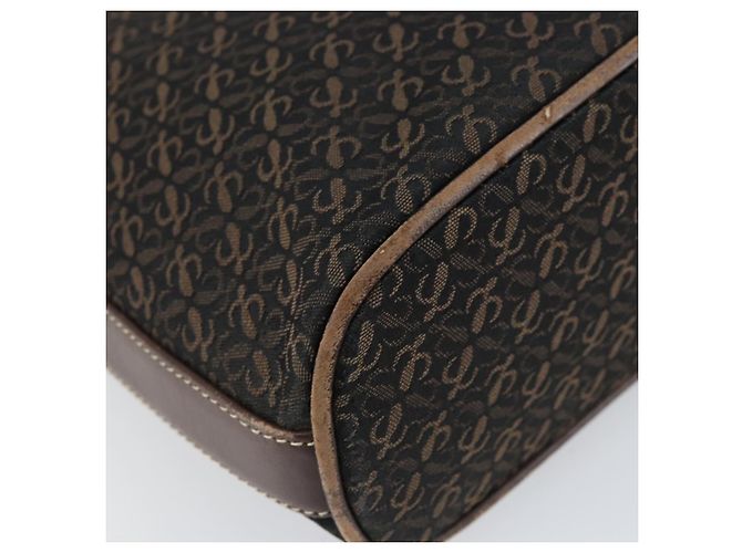 LOEWE Borsa a Spalla Anagramma Nylon Marrone Oro Auth 160683 D'oro - vista 14