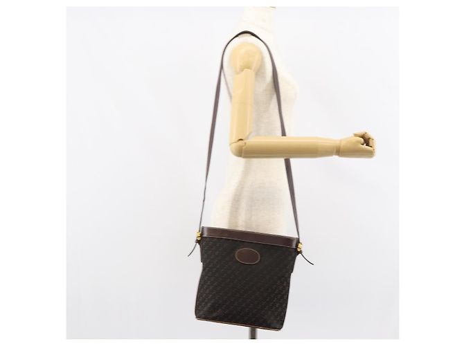 LOEWE Borsa a Spalla Anagramma Nylon Marrone Oro Auth 160683 D'oro - vista 21