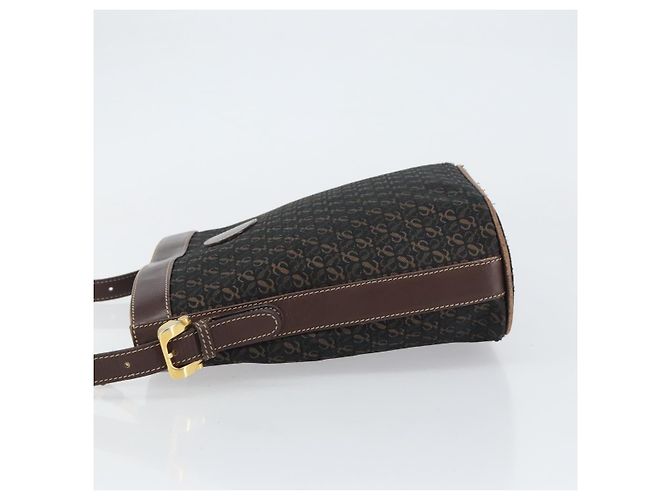 LOEWE Borsa a Spalla Anagramma Nylon Marrone Oro Auth 160683 D'oro - vista 4