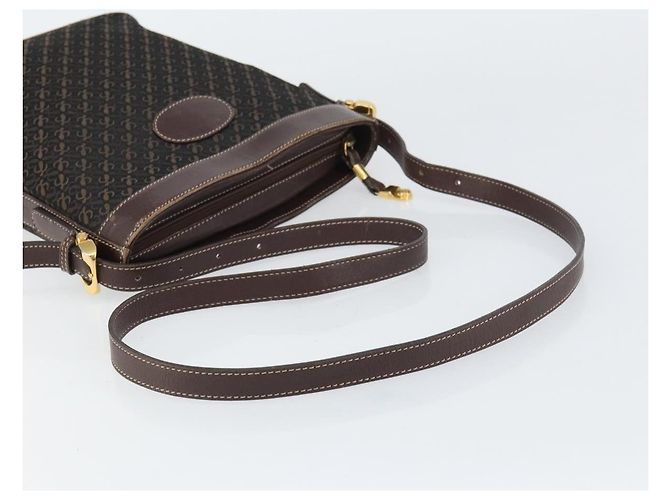 LOEWE Borsa a Spalla Anagramma Nylon Marrone Oro Auth 160683 D'oro - vista 7